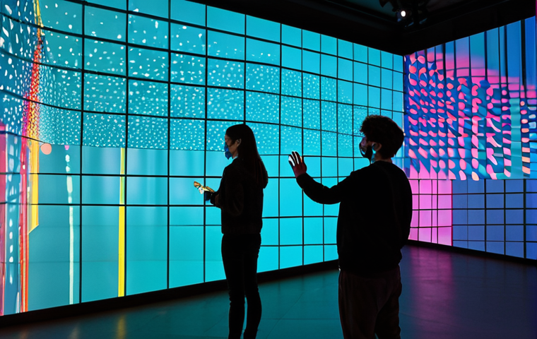 Immersive Art Installation**

"A modern art gallery featuring an interactive light installation. Visitors, fully clothed in contemporary fashion, are engaging with projections mapping onto the walls. The scene emphasizes vibrant colors and technological integration. Safe for work, appropriate content, fully clothed, professional, perfect anatomy, well-formed hands, digital art, high quality."

**