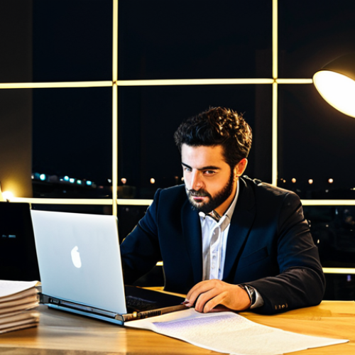 Home 12 Busy Cultural Producer**
"A dedicated cultural producer, in their late 20s, stylishly dressed in comfortable but professional attire, working late at night in a vibrant Lisbon office. The desk is covered with scripts, budgets, and a half-empty *bica* (espresso). The laptop screen glows, showcasing a funding proposal. Emphasis on the creative chaos and the passion for the project. Realistic photography style, warm lighting. Safe for work, appropriate content, fully clothed, professional."
**