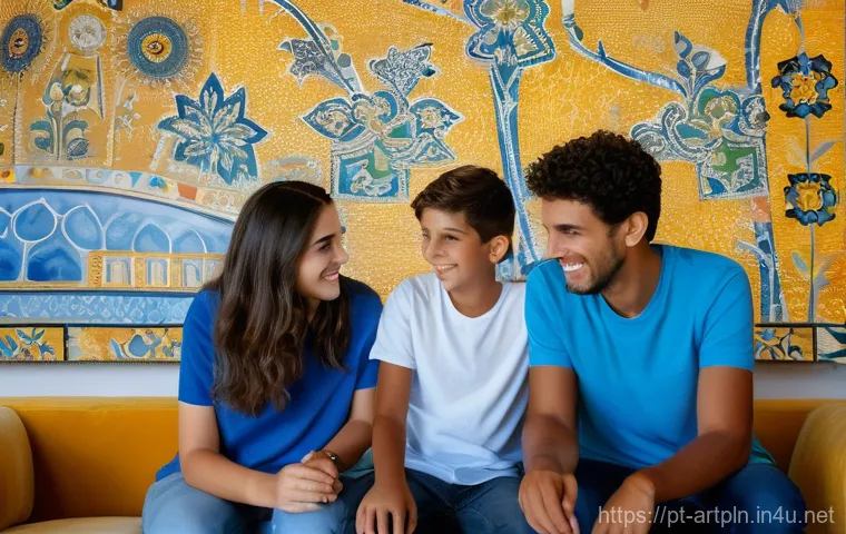 미술문화기획사의 경력 개발 성공 스토리 - **"A heartwarming scene of a diverse Portuguese family, including teenagers and adults, gathered in ...