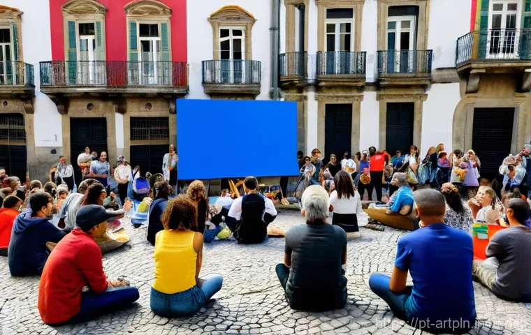 미술문화기획사의 경력 개발 성공 스토리 - **"An enchanting evening scene at the courtyard of a historic Portuguese landmark, such as the Caste...