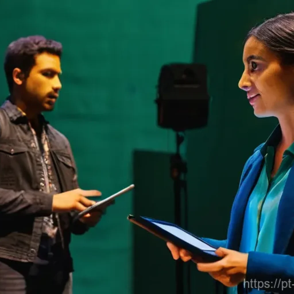 미술문화기획사 직무의 강점과 약점 비교 - **Prompt:** "A wide, dynamic shot of a bustling backstage area just minutes before a grand cultural ...