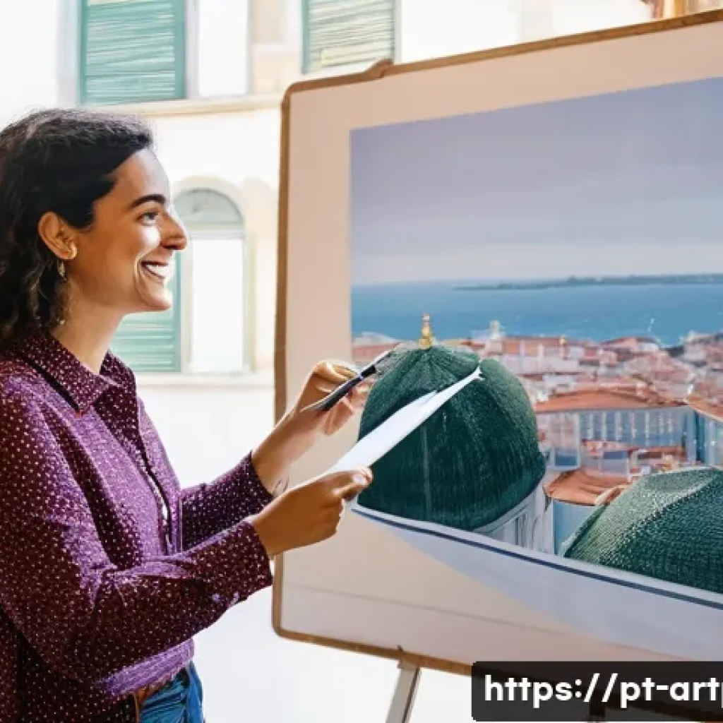 미술문화기획사와 정부 지원 프로젝트 - **Prompt:** "A Portuguese cultural planner, a woman in her late 30s with a warm, encouraging smile, ...