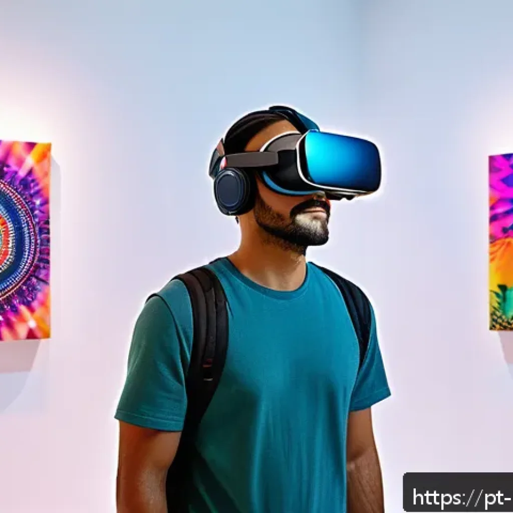 미술문화기획사의 효과적인 마케팅 캠페인 - A vibrant digital art gallery scene showcasing an immersive virtual reality exhibition in São Paulo,...