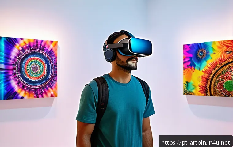 미술문화기획사의 효과적인 마케팅 캠페인 - A vibrant digital art gallery scene showcasing an immersive virtual reality exhibition in São Paulo,...