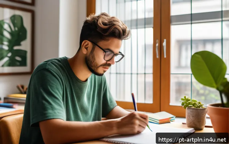 미술문화기획사로서의 워라밸 유지 방법 - A cozy, well-lit creative workspace in a modern Brazilian apartment, featuring a comfortable ergonom...